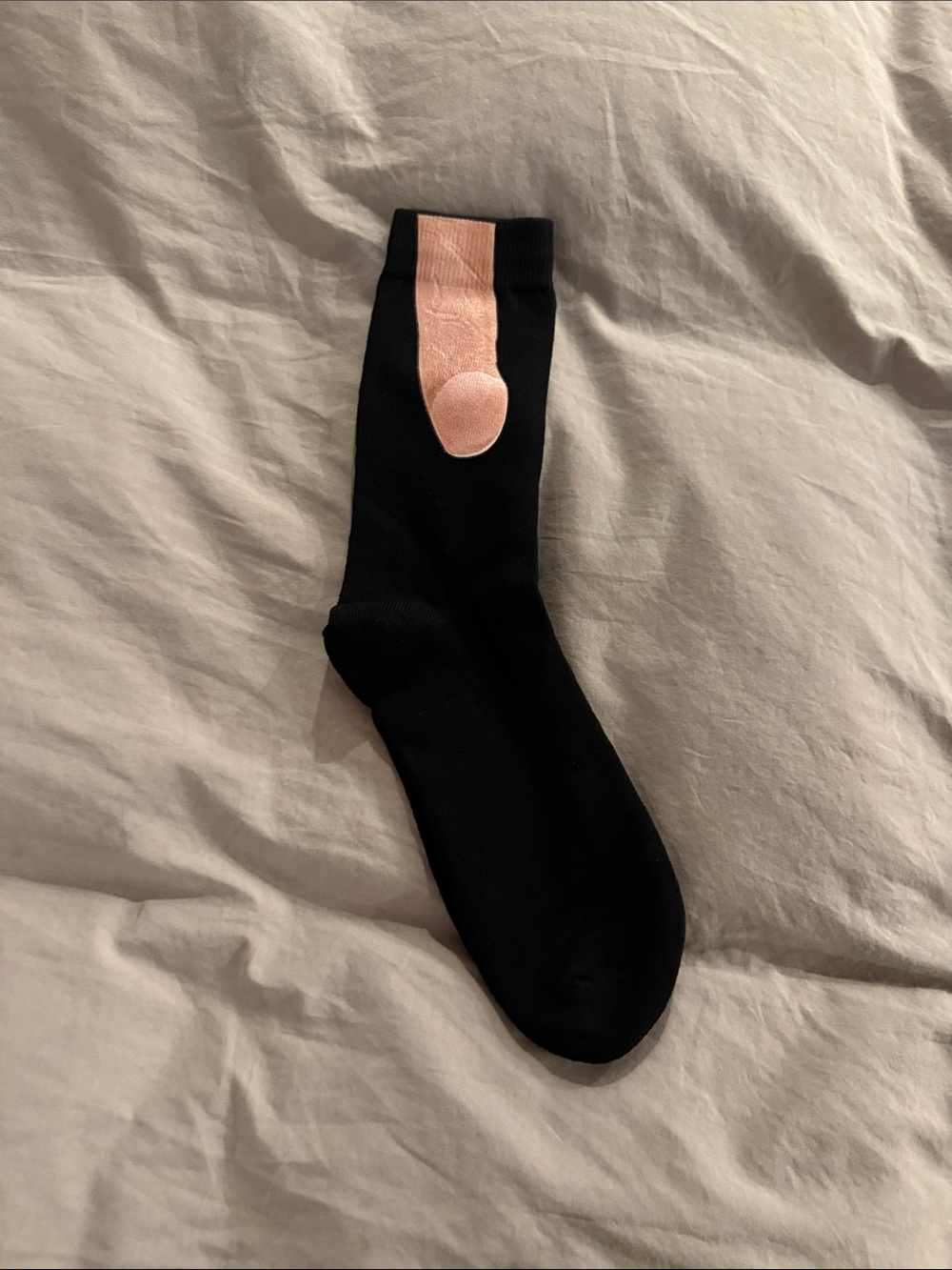 Men's Black Crew Socks with Pink Heel Accent